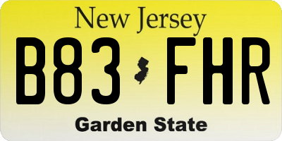 NJ license plate B83FHR