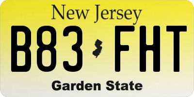 NJ license plate B83FHT