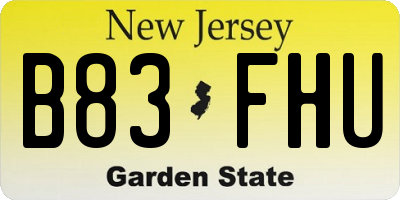 NJ license plate B83FHU