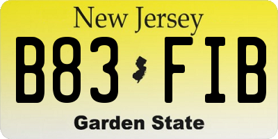 NJ license plate B83FIB