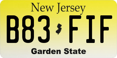 NJ license plate B83FIF