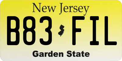 NJ license plate B83FIL
