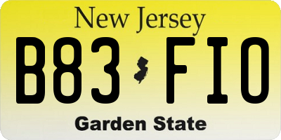 NJ license plate B83FIO