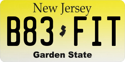 NJ license plate B83FIT