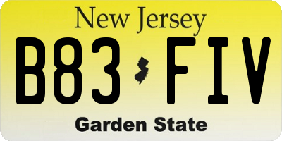 NJ license plate B83FIV