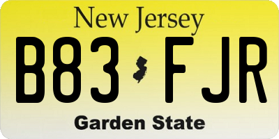 NJ license plate B83FJR