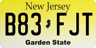 NJ license plate B83FJT
