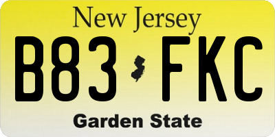 NJ license plate B83FKC