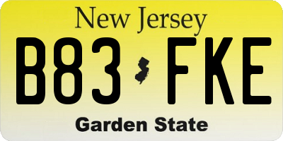 NJ license plate B83FKE