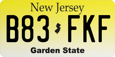 NJ license plate B83FKF