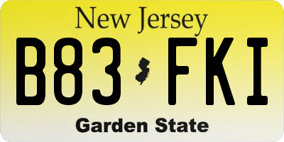 NJ license plate B83FKI