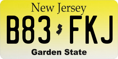 NJ license plate B83FKJ