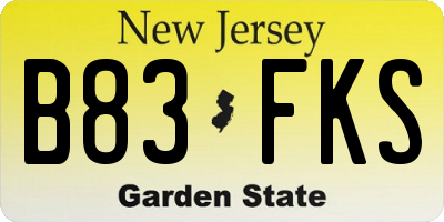 NJ license plate B83FKS