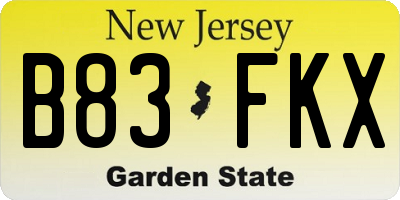 NJ license plate B83FKX