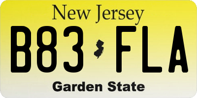 NJ license plate B83FLA