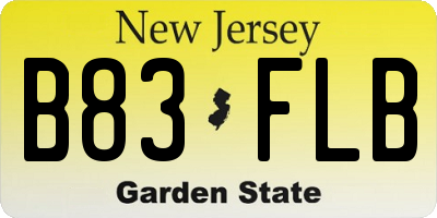 NJ license plate B83FLB
