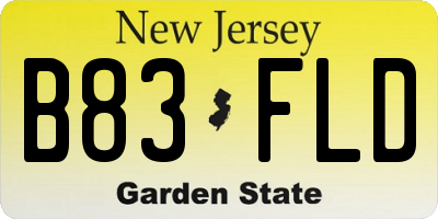 NJ license plate B83FLD