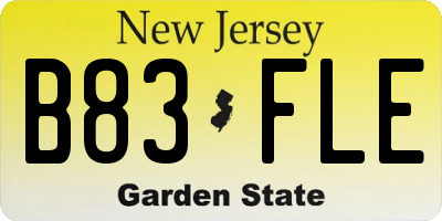 NJ license plate B83FLE