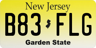 NJ license plate B83FLG