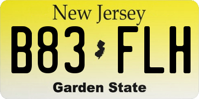 NJ license plate B83FLH