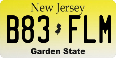 NJ license plate B83FLM