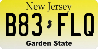 NJ license plate B83FLQ