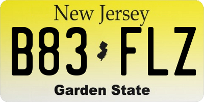 NJ license plate B83FLZ