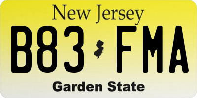 NJ license plate B83FMA