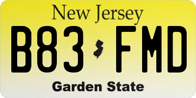 NJ license plate B83FMD