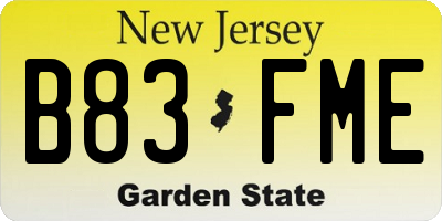 NJ license plate B83FME