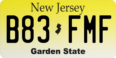NJ license plate B83FMF