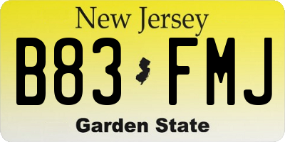 NJ license plate B83FMJ
