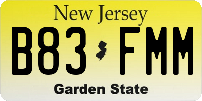 NJ license plate B83FMM