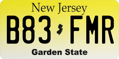 NJ license plate B83FMR