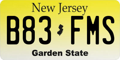NJ license plate B83FMS