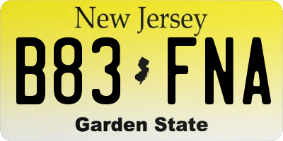NJ license plate B83FNA