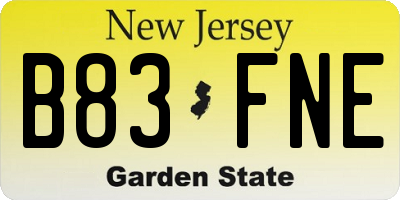 NJ license plate B83FNE