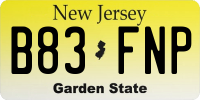 NJ license plate B83FNP