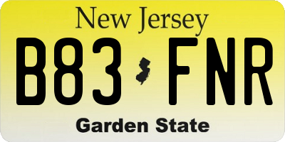 NJ license plate B83FNR