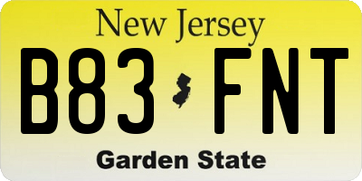 NJ license plate B83FNT