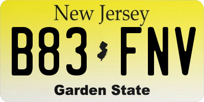 NJ license plate B83FNV