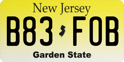 NJ license plate B83FOB