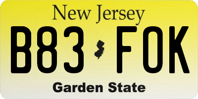 NJ license plate B83FOK