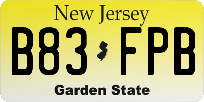 NJ license plate B83FPB