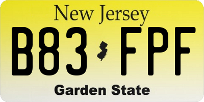NJ license plate B83FPF