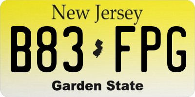 NJ license plate B83FPG