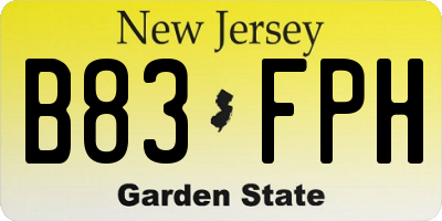 NJ license plate B83FPH