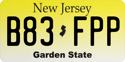 NJ license plate B83FPP