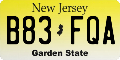 NJ license plate B83FQA