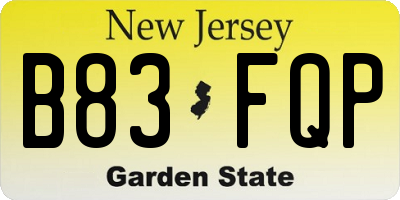 NJ license plate B83FQP